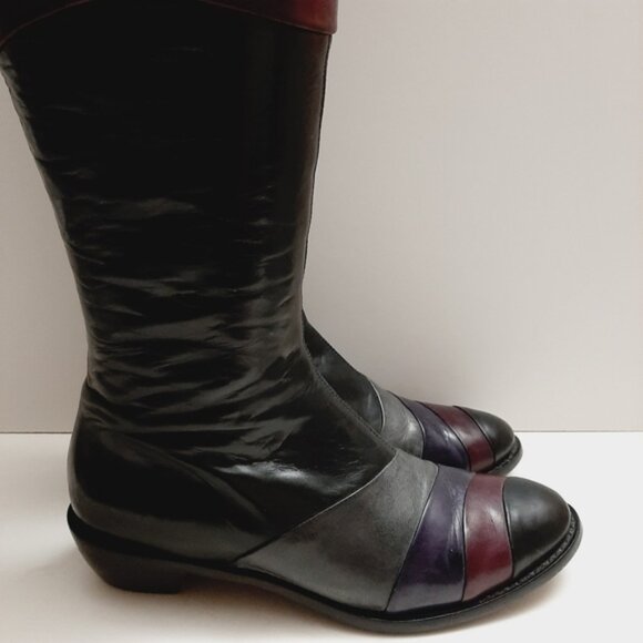 ARNOLD CHURGIN Handmade Colorblock Knee High Tall Boot Genuine Leather Sz US 6.5 - Picture 4 of 15